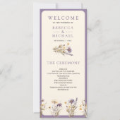 Staubig violette Boho-Wildblumen-Hochzeitsprogramm (Vorderseite)