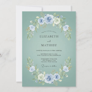 Staubige Aqua-Kranz-Hochzeit Einladung