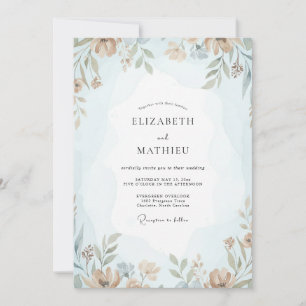 Staubige Azure-Bloom-Hochzeit Einladung
