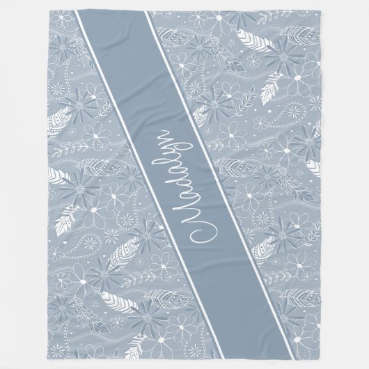 staubige blaue Federn paisfarben blumendoodle Must Fleecedecke (Vorderseite)