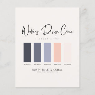 Staubige Blaue Korallen-Farbpalette-Codes Hochzeit Flyer