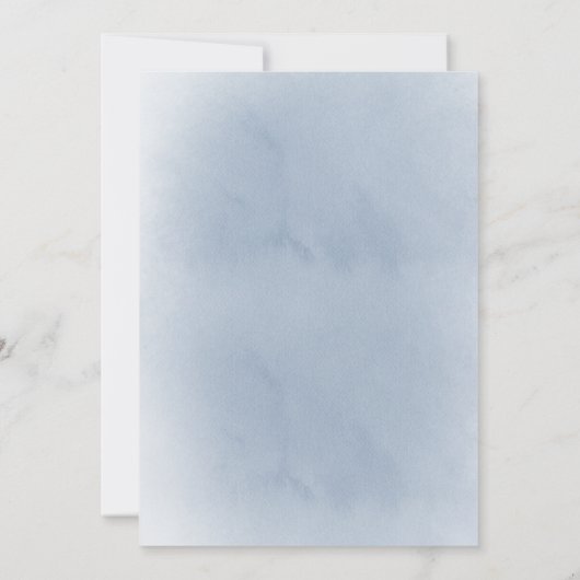 staubige blaue Kräne Aquarell Taufe Einladung (Rückseite)