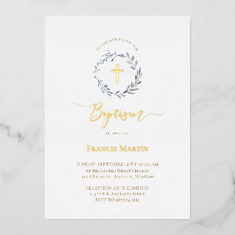 staubige blaue Kranzgrün Taufe Folieneinladung