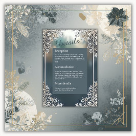 staubige blaue Kunst Deko verzierte Rahmenhochzeit Begleitkarte