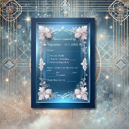 staubige blaue Kunst Deko verzierte Rahmenhochzeit RSVP Karte