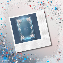 staubige blaue Kunst Deko verzierte Rahmenhochzeit Serviette