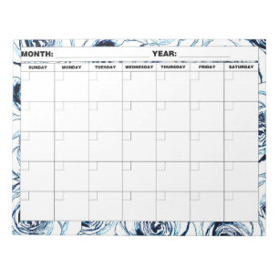 Staubige blaue Rosen-leerer Kalender Notizblock