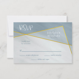 staubige blaugeometrische Typografie Hochzeit rsvp Karte