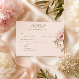 Staubige Blush-Blumen-Hochzeits-RSVP-Karte RSVP Karte