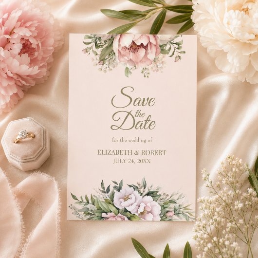 Staubige Blush-Pfingstrose Save the Date