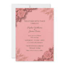 Staubige Blush-Pink-Rosen-Blumen-Hochzeitseinladun