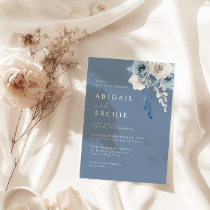 Staubige Blüten Boho Blaue Hochzeit Einladung