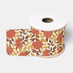 Staubige Brunt Orange Pfingstrosen Blumen Herbst H Ripsband