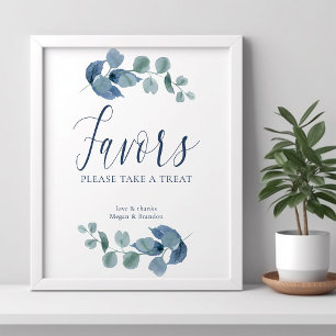 Staubige Eukalyptus-Einfache Wasserfarben-Laub-Fav Poster
