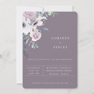 Staubige Gartenblumen-Veilchen-Hochzeitseinladung Ankündigung