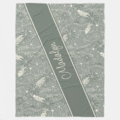 staubige grüne Federn paisfarben blumengeschmückte Fleecedecke (Vorderseite)