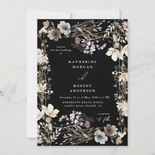 Staubige Herbstwiese Blumen Hochzeit Einladung