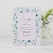 Staubige Immergrün-Anemone-Hochzeit Einladung (Stehend Vorderseite)