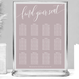 Staubige Lavendel einfache Hochzeit Sitzplan Poster