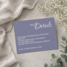 Staubige Lavendel-Hochzeitsdetails Beilagekarte