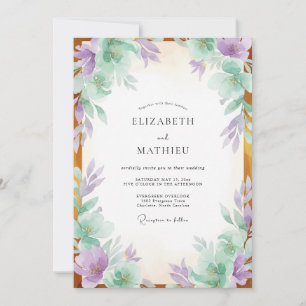 Staubige Lavendel-Minz-Blumenhochzeit Einladung
