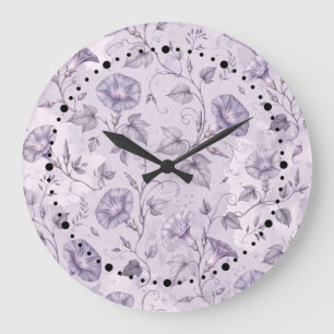 Staubige Lavendel-Prächtige Trichterwinden Elegant Große Wanduhr