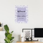 Staubige Lavendel-Schneeflocken Hochzeits-Willkomm Poster (Heimbüro)