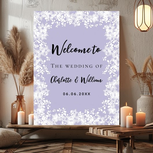 Staubige Lavendel-Schneeflocken Hochzeits-Willkomm Poster