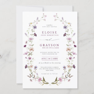Staubige Lila Lavendel Wildblumengarten Hochzeit Einladung