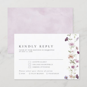 Staubige Lila-Lavendel-Wildblumengarten-Hochzeit RSVP Karte