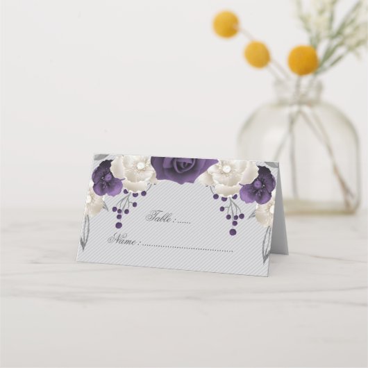 staubige lila-weiße Blume Platzkarte (Vorderseite)