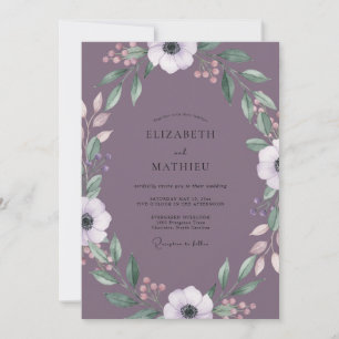 Staubige Malven-Anemonen-Hochzeit Einladung
