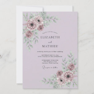 Staubige Malven-Blumenhochzeit Einladung