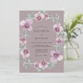 Staubige Malven-Orchideen-Hochzeit Einladung (Stehend Vorderseite)