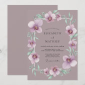 Staubige Malven-Orchideen-Hochzeit Einladung (Vorne/Hinten)