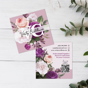 Staubige Malven Vintage Rosen Floral Einfache Pers Quadratische Visitenkarte