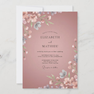 Staubige Malvenblüten-Hochzeit Einladung