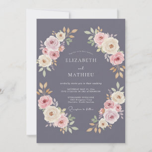 Staubige Mauve-Aquarell-Hochzeit Einladung