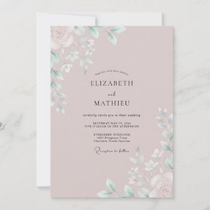 Staubige Mauve-Blatt-Eukalyptus-Hochzeit Einladung
