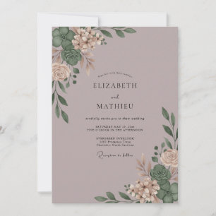 Staubige Mauve-Eukalyptus-Hochzeit Einladung