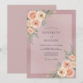 Staubige Mauve-Pfirsich-Blüten-Hochzeit Einladung (Vorne/Hinten)