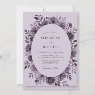 Staubige Mauve-Wildblumen-Hochzeit Einladung