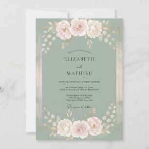 Staubige Minzblüten-Hochzeit Einladung