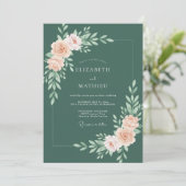 Staubige Pfirsich-Botanik-Hochzeit Einladung (Stehend Vorderseite)