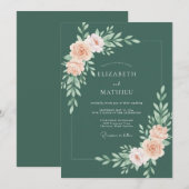Staubige Pfirsich-Botanik-Hochzeit Einladung (Vorne/Hinten)