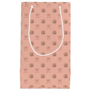 Staubige Pfirsich-Vintage-Rosen-Toile-Schleifen Kleine Geschenktüte