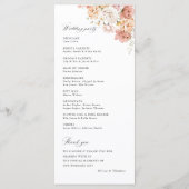 Staubige Pink-Rosen-Blumen-Hochzeitszeremonie Programm (Rückseite)