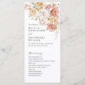 Staubige Pink-Rosen-Blumen-Hochzeitszeremonie Programm (Vorderseite)