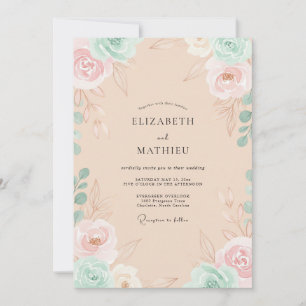 Staubige Pink Sage Blütenhochzeit Einladung