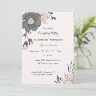 staubige, rosa dunkelgraue Blume phantastischer Ge Einladung